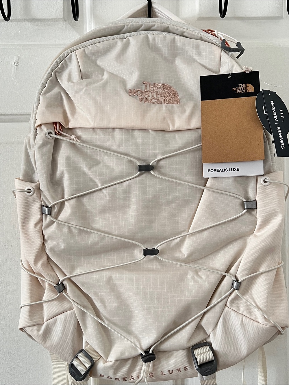The North Face Borealis Luxe Backpack Gardenia White Metallic Womens OS NEW - Picture 1 of 10